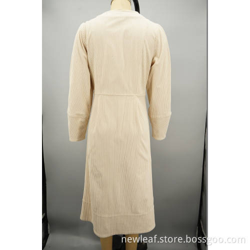 Diagonal buckle design Corduroy 6W shirt dress
